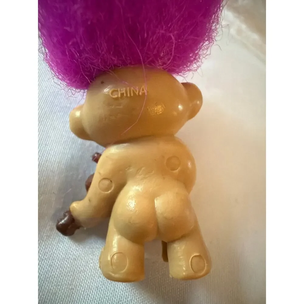 Vintage Troll Doll Violin Fiddle PVC Figure Pink Hair Mini 2